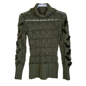 Cabo Knit Wool Blend Turtleneck Sweater • Size M • Green